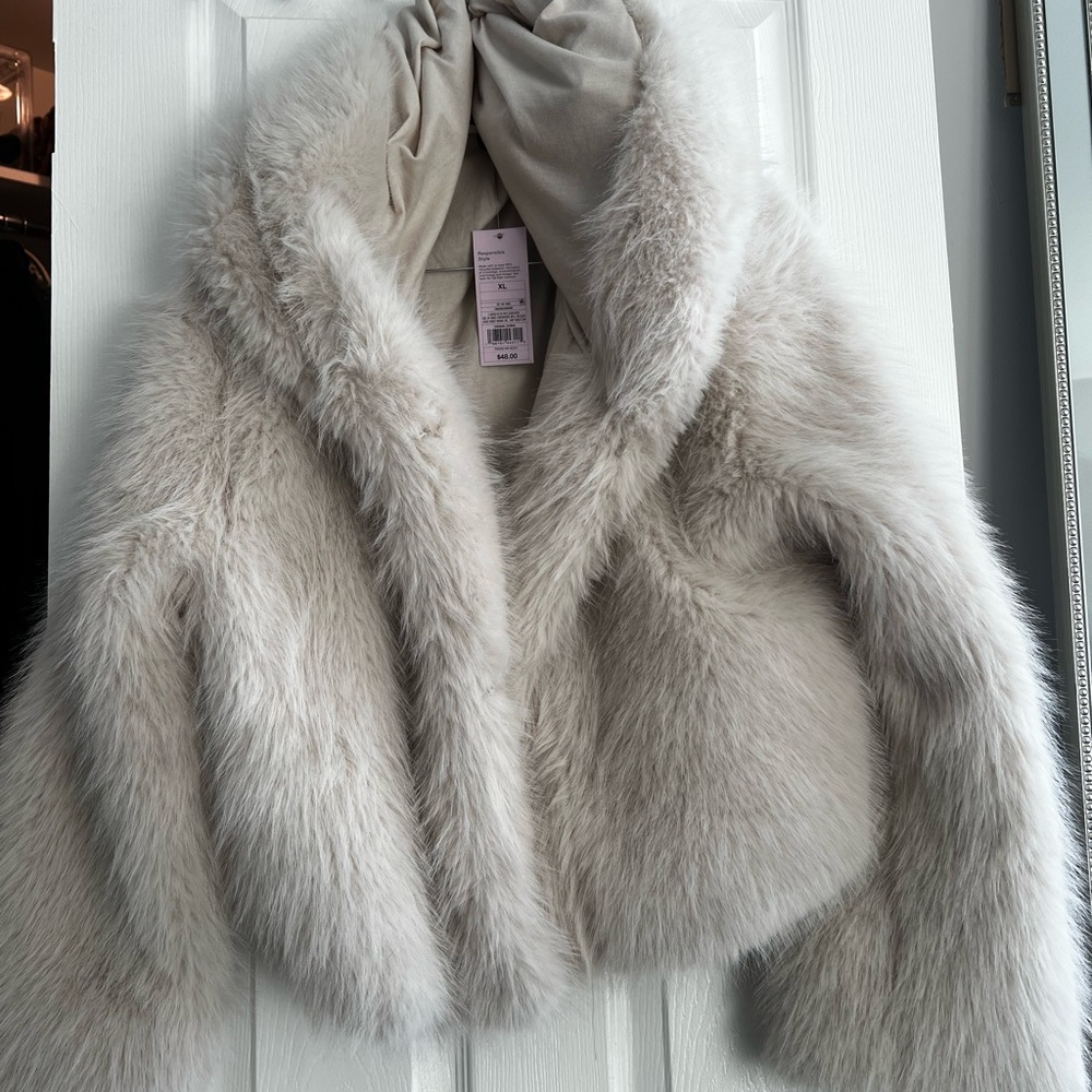 Target Women's Cropped Hooded Teddy Jacket - Cream